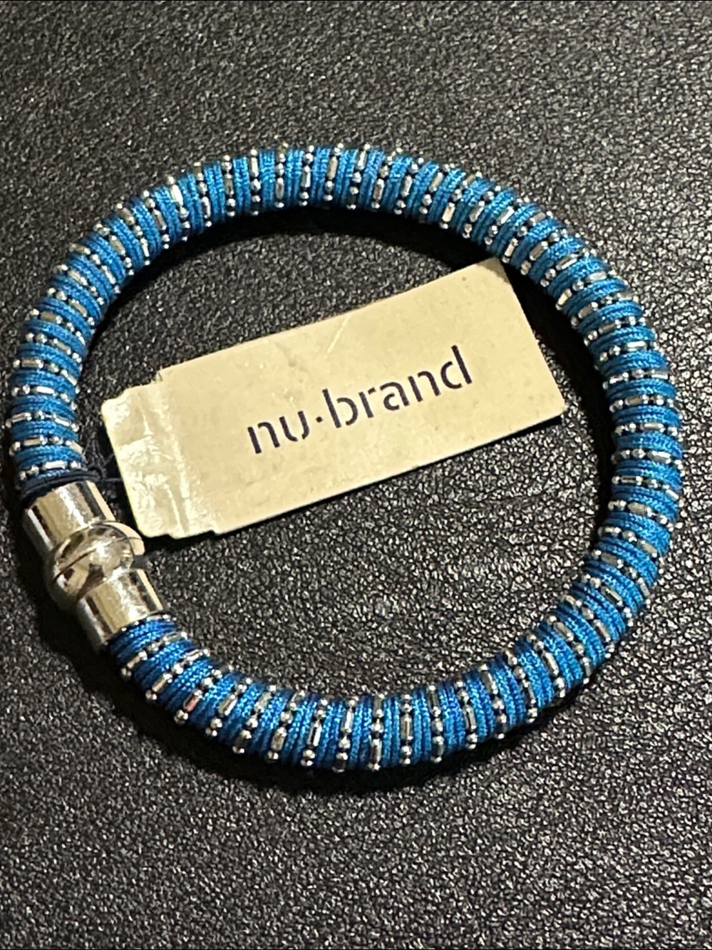 NWT Nu-Brand Blue Woven Beaded Cord Magnetic Bracelet Nordstrom